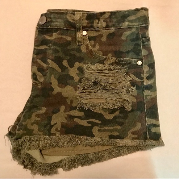 ripped camo shorts